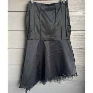 Vintage Black Asymmetric Fairy Grunge Whimsigoth Midi Skirt Size 4 Witchy Tulle